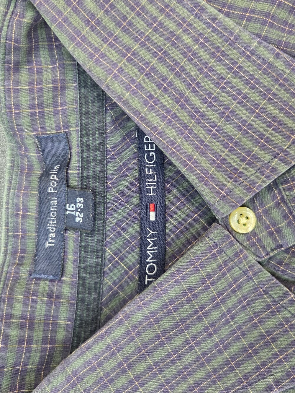 Tommy Hilfiger Traditional Poplin Plaid Shirt Men’s Large #1515